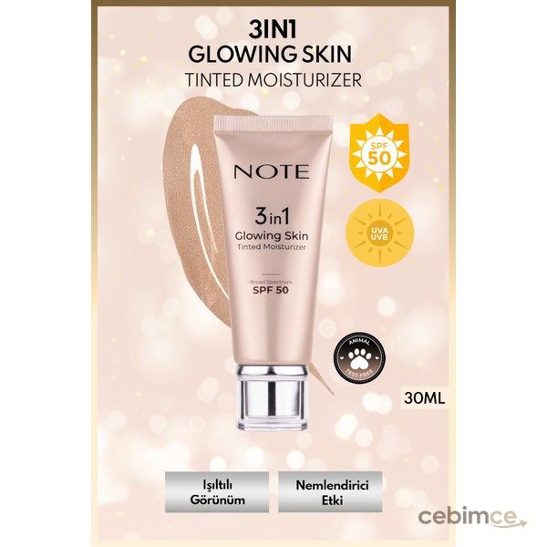 3 in 1 Glowing Skin Tinted Moisturizer SPF 50 Işıltılı Aydınlatıcı Krem