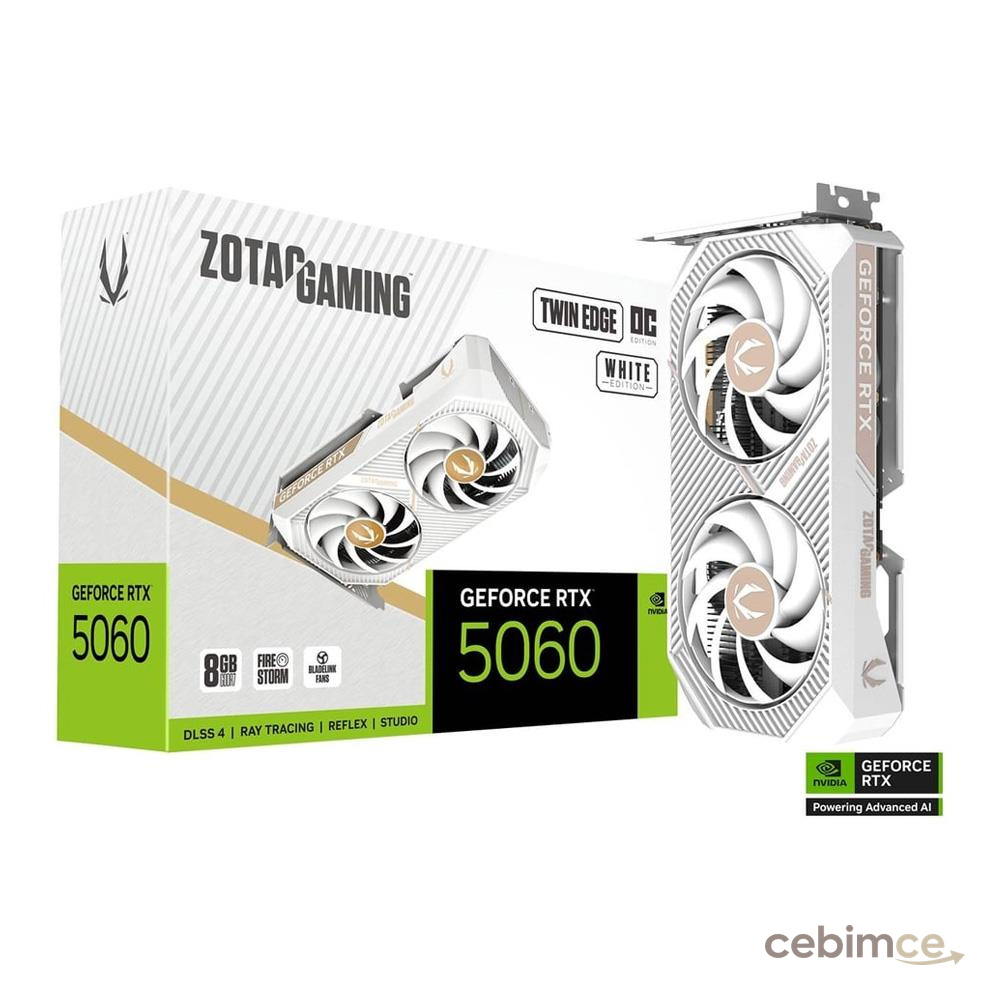 ZOTAC GeForce RTX 5060 GAMING TWIN EDGE OC WHITE 8GB GDDR7 128Bit DLSS 4 Ekran Kartı