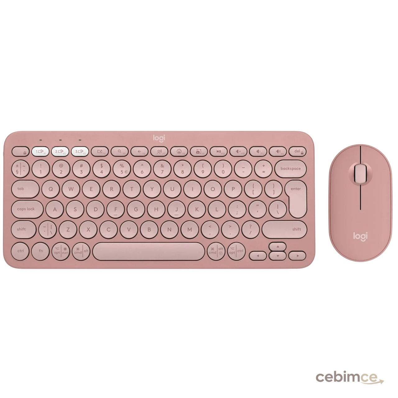 LOGITECH Pebble 2 Multi-Device Bluetooth Klavye & Mouse Seti Pudra Pembe (Türkçe Tuş Dizimi)