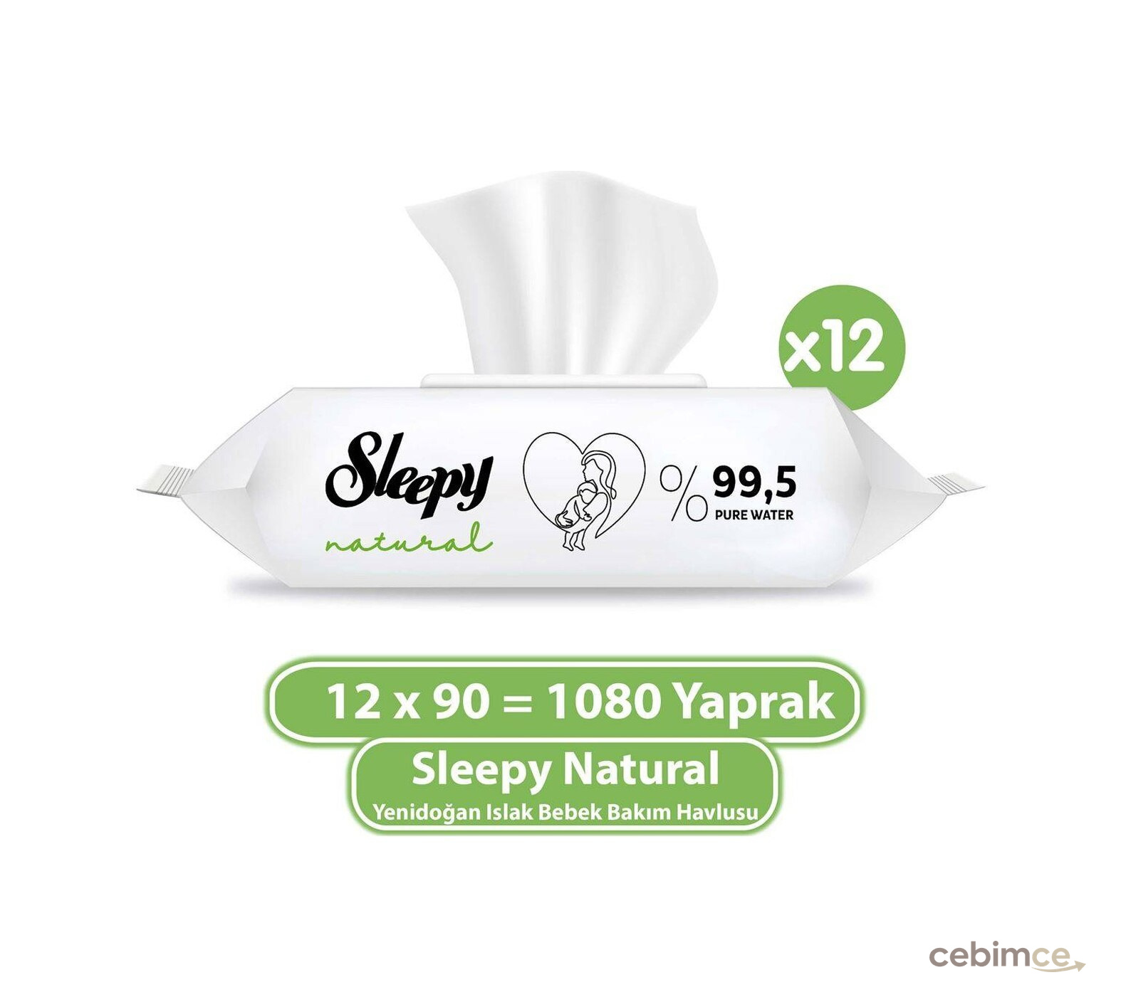 Sleepy Natural Yenidoğan Bebek Bakım Havlusu 12 x 90'lı 1080 Yaprak
