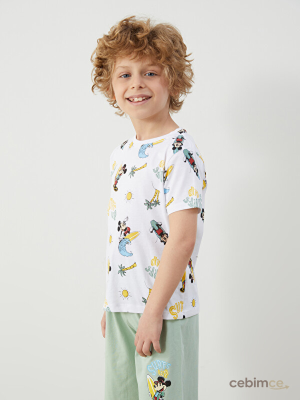 LCW Kids Mickey Mouse Baskılı Şortlu Pijama Takım